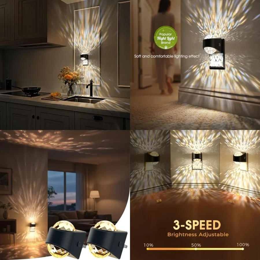 

Night Light, Night Lights Plug into Wall, LED Projector Night Light, Soft for Bedroom, Dimmable Brightness Dusk to Dawn Nightli
