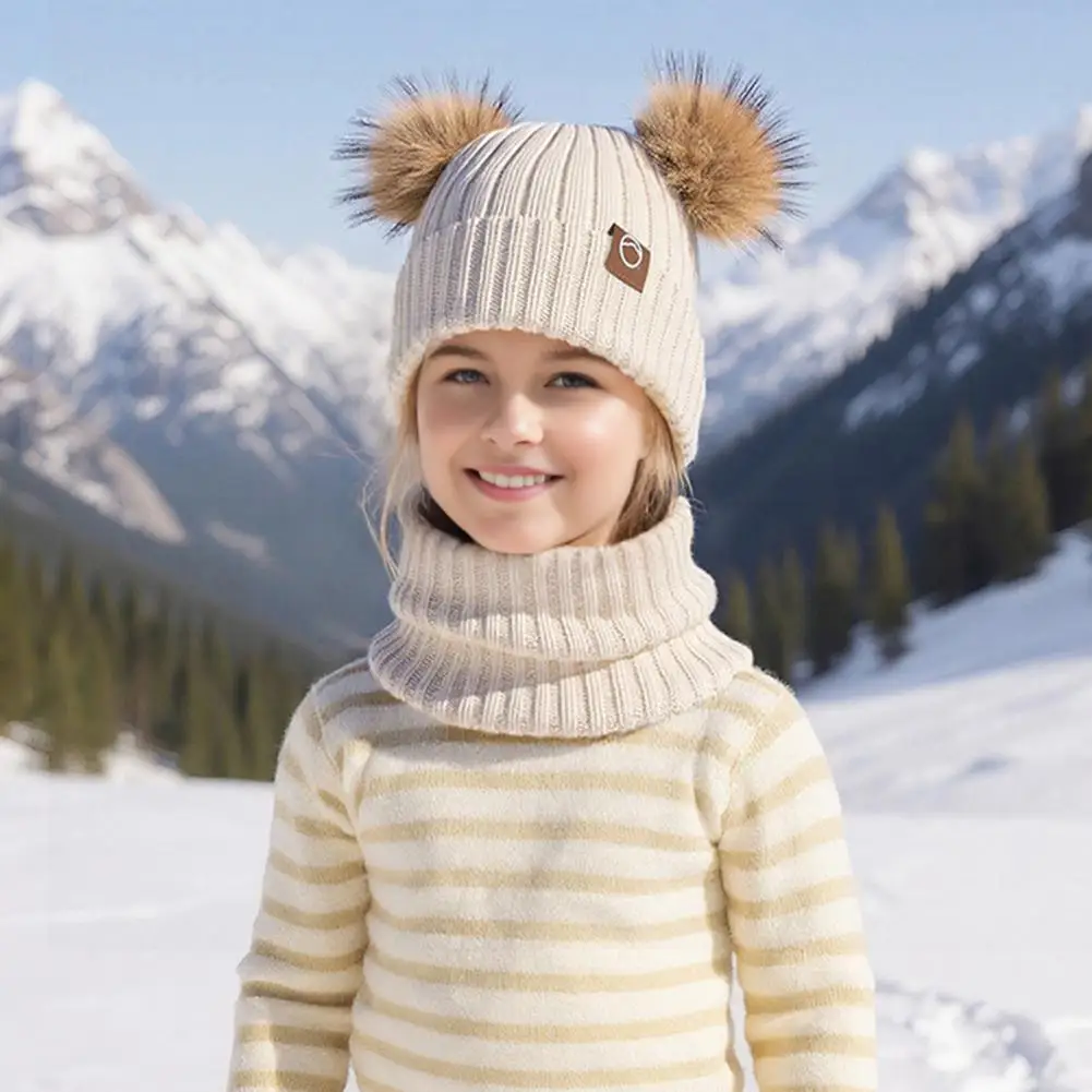 

Kids Plush Lining Hat Scarf Gloves Children Winter Accessory Set Cozy Kids Winter Accessories Set with Plush Lining for Children