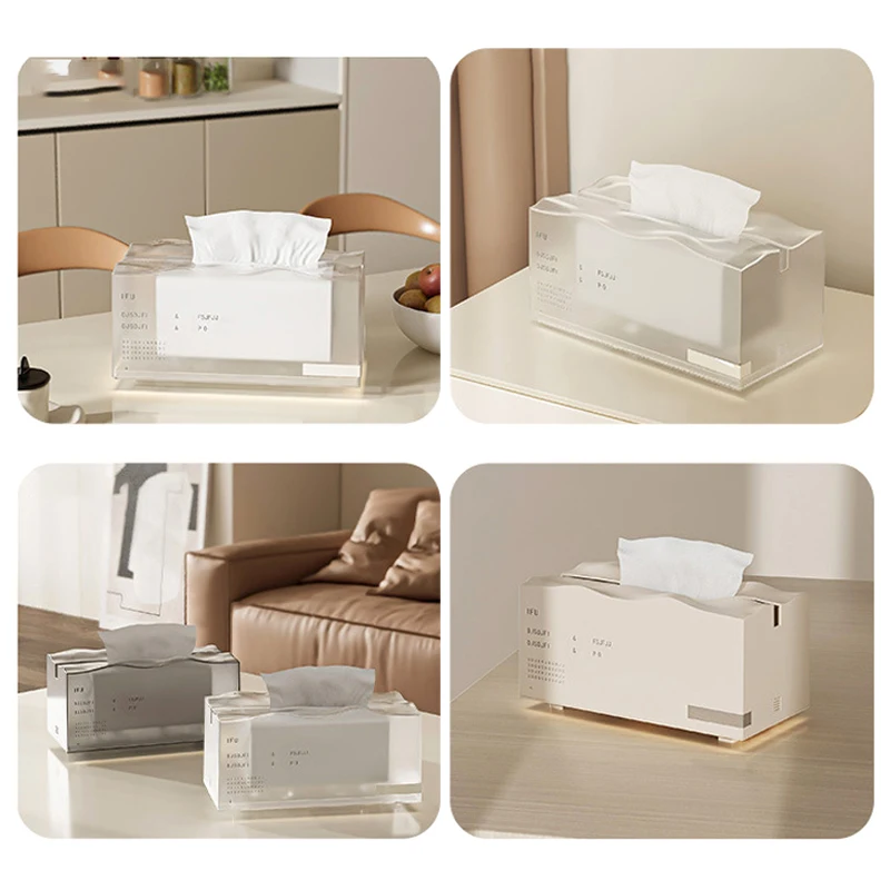 Desktop Tissue Box Creative Translucent Tissue Case with Spring Nordic Style Kitchen Table Napkins Box Bathroom Tissue Container