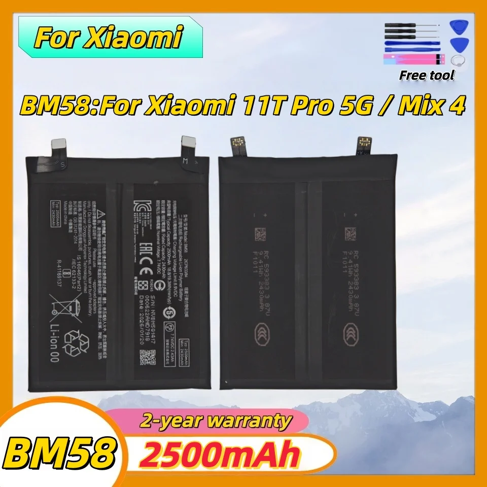

2026 Years Battery For Xiaomi 11T Pro 5G 11TPro BM58 Phone Battery 5000mAh Replacement Batteries In Stock+Tools
