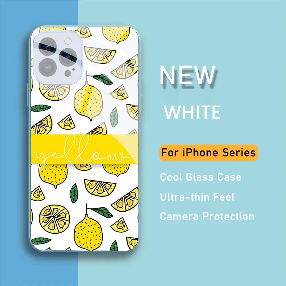 Fruit Lemon Phone Case For IPhone 15 14 13 12 Mini 11 Pro Max X XS XR 6 7 8 SE Plus Glass Hard Cover