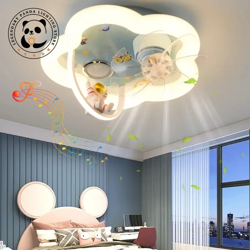 Nordic Simple Ceiling Lights Cartoon Personality Astronaut Voice-activated Fan Lamp Kid Room Bedroom Study Parlor Art Decoration