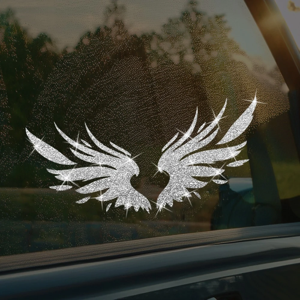 Wing-Shaped Glitter Motorcycle Stickers Waterproof Vinyl Decals for Fuel Tank Fairing Car Window DIY Self-Adhesive Decor