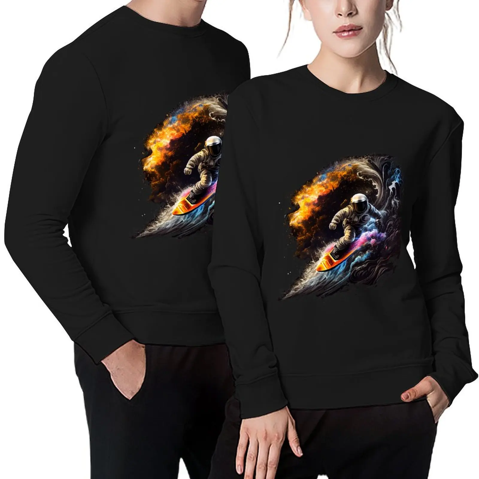 

Surfer Astronaut Rides a Rainbow Wave Pullover men clothes men's autumn clothes clothes for men new sweatshirt
