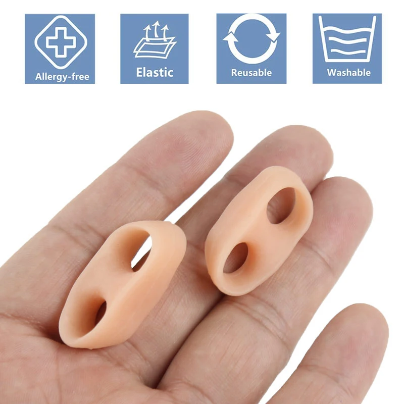 Pexmen 2 Stuks Teenseparators Twee Gaten Gel Pinky Teen Corrector Kleine Teen Spacer Voor Overlappende Teen Likdoorns Eelt En blaren