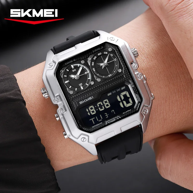 SKMEI 2580 Herrenuhren 4-Zeit Multifunktionale Chrono Elektronische Uhr für Männer Wasserdicht Leuchtend Wecker Modische Armbanduhr
