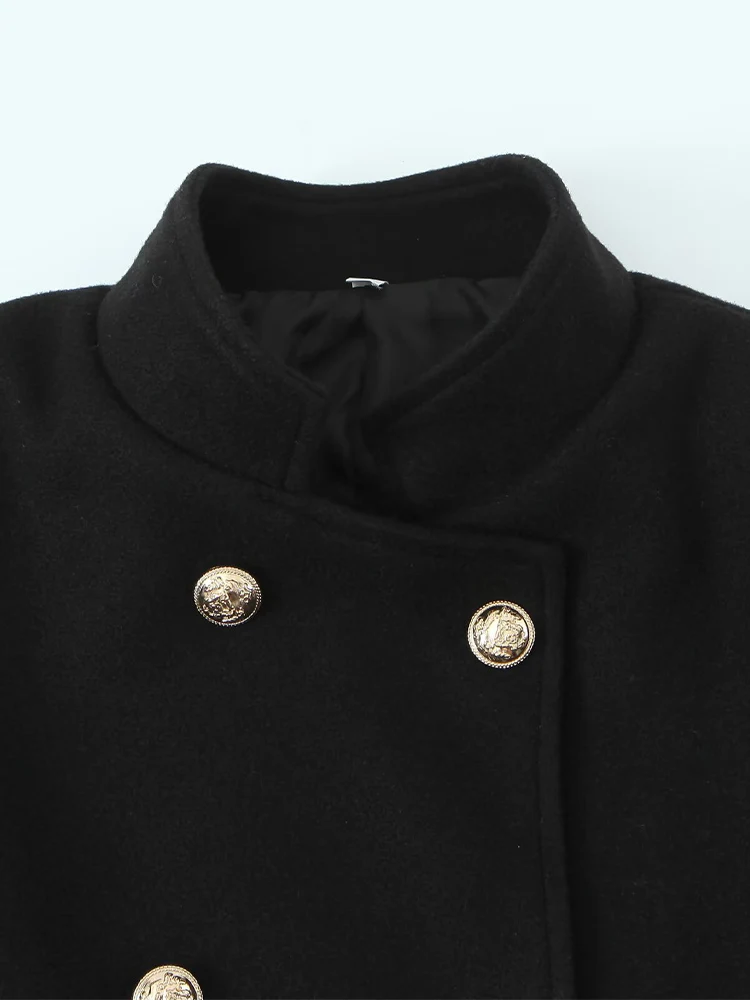 Chaqueta de abrigo cruzado de color sólido simple con temperamento versátil a la moda para mujer de estilo europeo