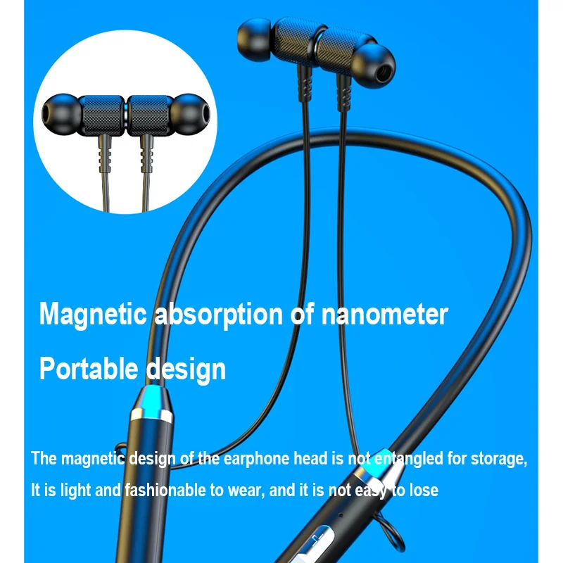 Cuffie wireless, auricolari Bluetooth, auricolari con archetto in silicone, auricolari sportivi stereo HiFi 9D, auricolari magnetici impermeabili