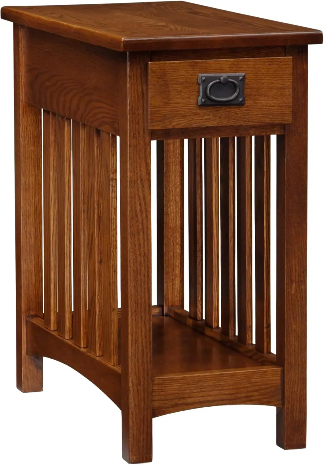 Mission Impeccable End Table with Drawer, Made with Solid Wood, Narrow Side Table for Living Room, Bedroom, Medium Oak Finish