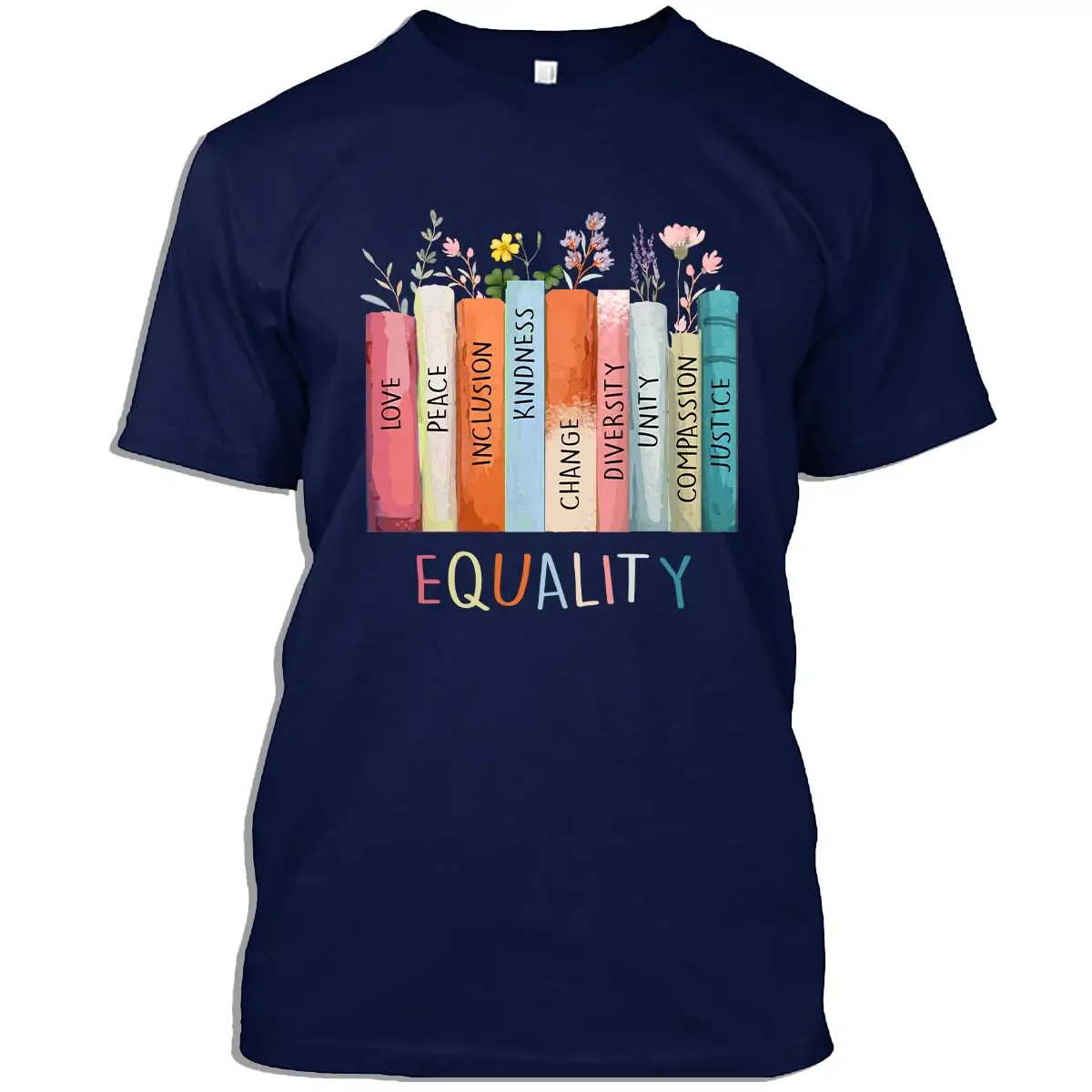 Soziale Gerechtigkeit T-Shirt Blumen Bücher Gleichheit Frieden Love cartoon Vintage Luxus übergroß