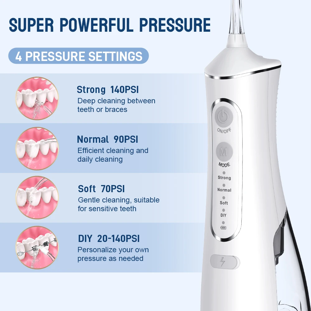 Household scalers Electric water flosser Portable oral irrigator for teeth cleaning 300ml Water Tank Smart Oral Cleaner