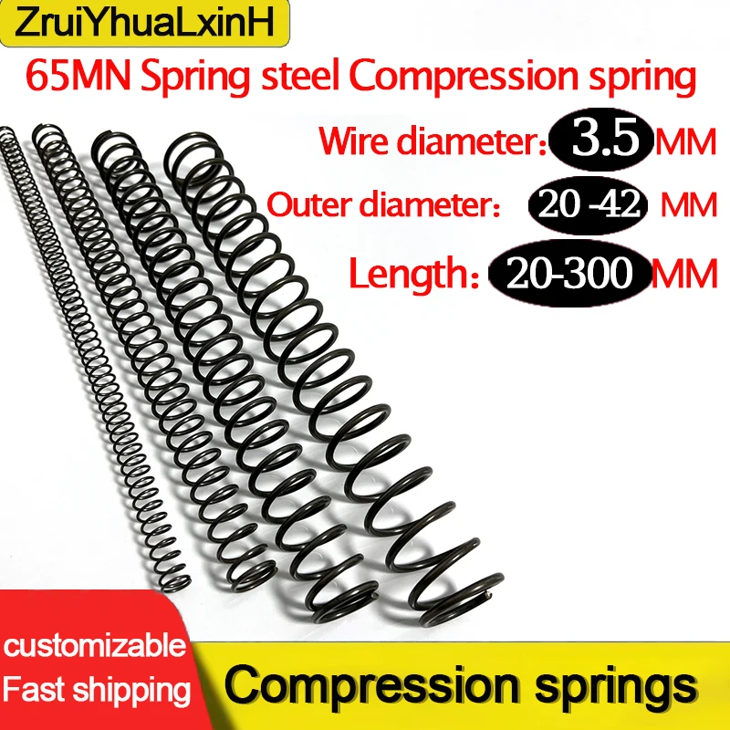 

65MN Strong Spring Steel Pressure Compression Spring Shock Absorption Return Spring, Diameter 3.5mm, Customizable