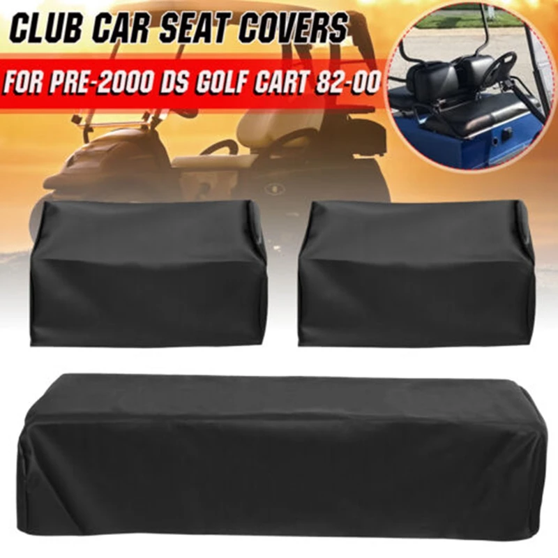 Golf Cart Seat Cover Set For Club Car (1982-2000) Pre 2000 DS Parts Accessories Black