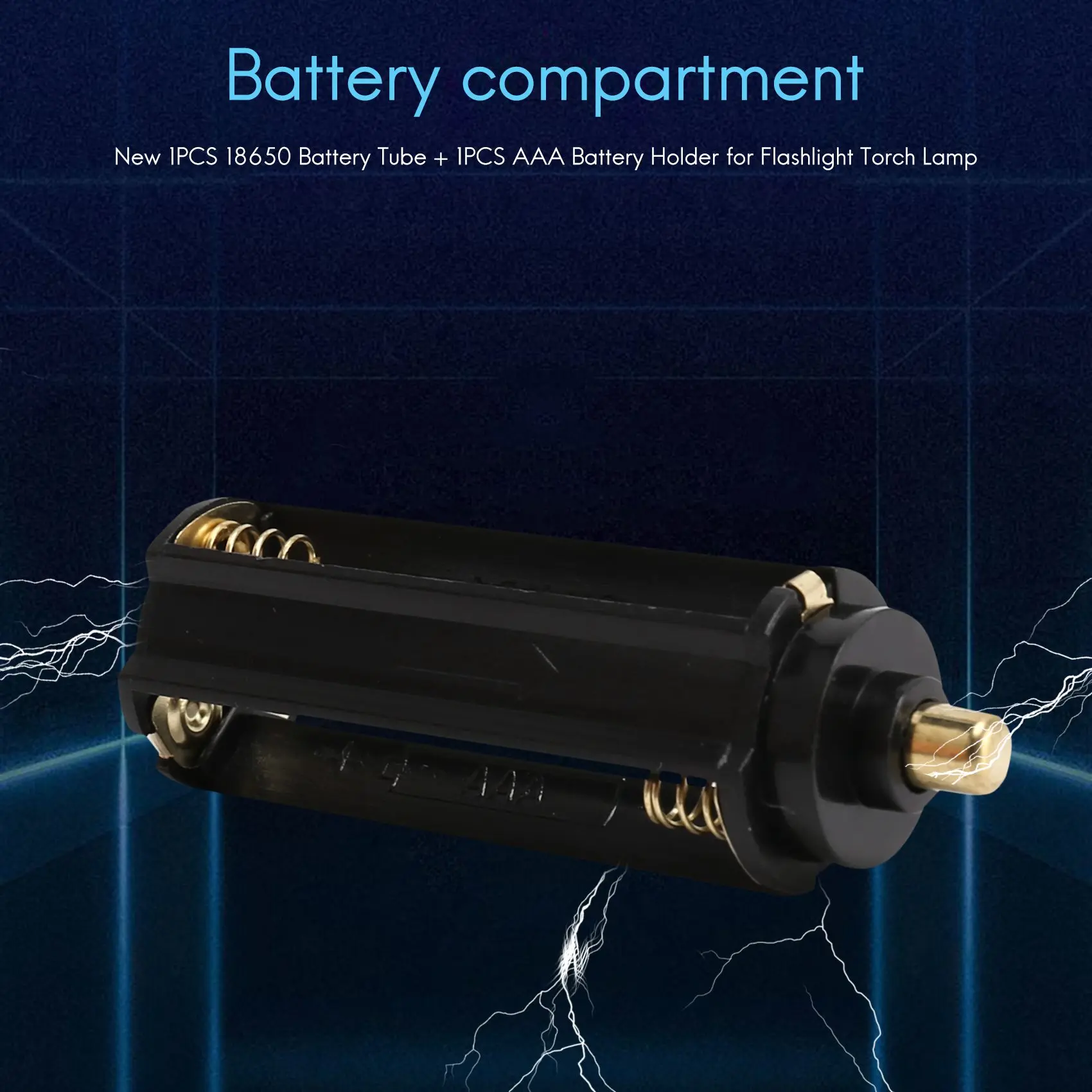 SMIEA New 1PCS 18650 Battery Tube + 1PCS AAA Battery Holder for Flashlight Torch Lamp