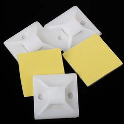100PCS 20*20MM Cable Tie Base Mount Removable Self Adhesive Wall Holder Car Fixing Seat Clamps Suction Positioning Sucker