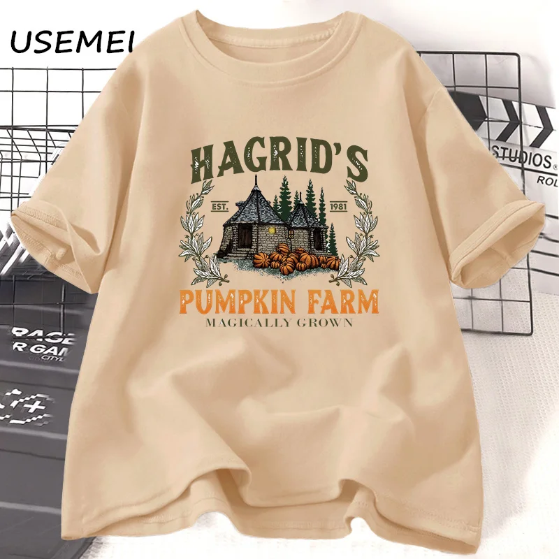 

Hagrid's Pumpkin Farm T-shirts Cotton Thanksgiving Fall Tshirt Pumkin Halloween Book Lover T Shirt Casual Oneck Short Sleeve Tee