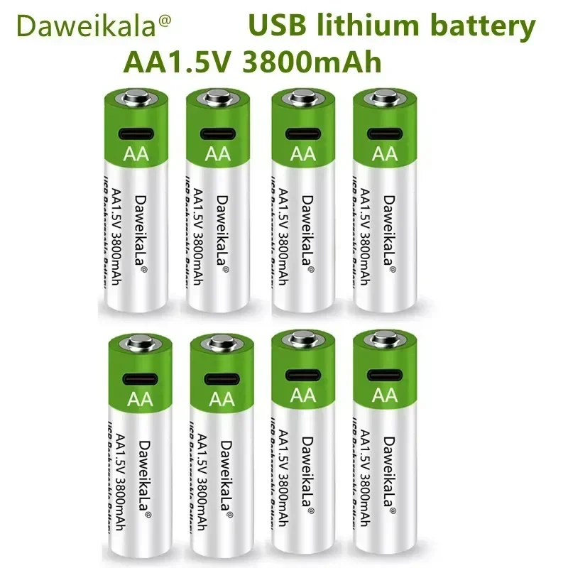 Free air freight New USB AA Rechargeable Batteries 1.5V 3800 mAh li-ion battery + Type-C Cable