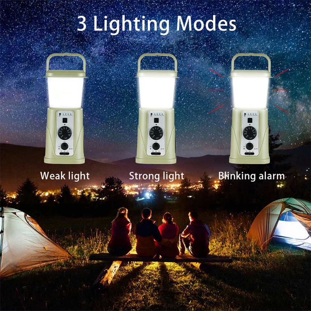 Hand Cranked Solar Powered Radio Versatile AM/FM Radio Camping Flashlight Torch Hand Crank Solar Power Bank Weather Radio