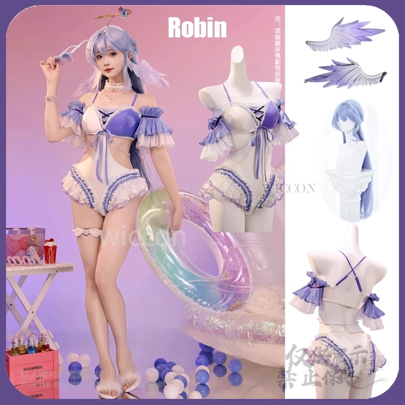 

MoeMimic аниме игра Honkai: Star Rail Робин сексуальный купальник платье парики реквизит головные уборы летний костюм Хэллоуин вечерние женские ролевые игры