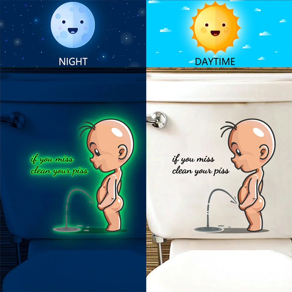 1~5PCS Baby Urine Toilet Logo Stickers Bright Colors Pvc Toilet Warning Toilet Stickers Cute Creative Toilet Bowl Logo Sticker