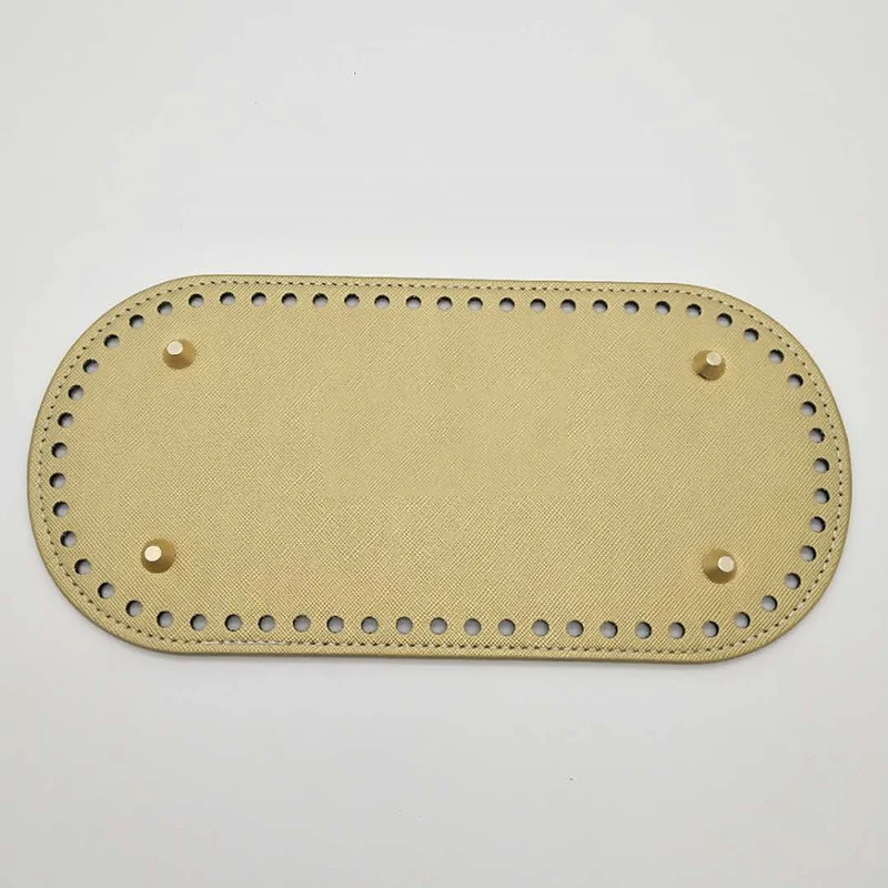 Base de cuero PU de 22x10cm para bolsos de punto, base hecha a mano con agujeros, accesorios para la base de bolsos de ganchillo DIY.