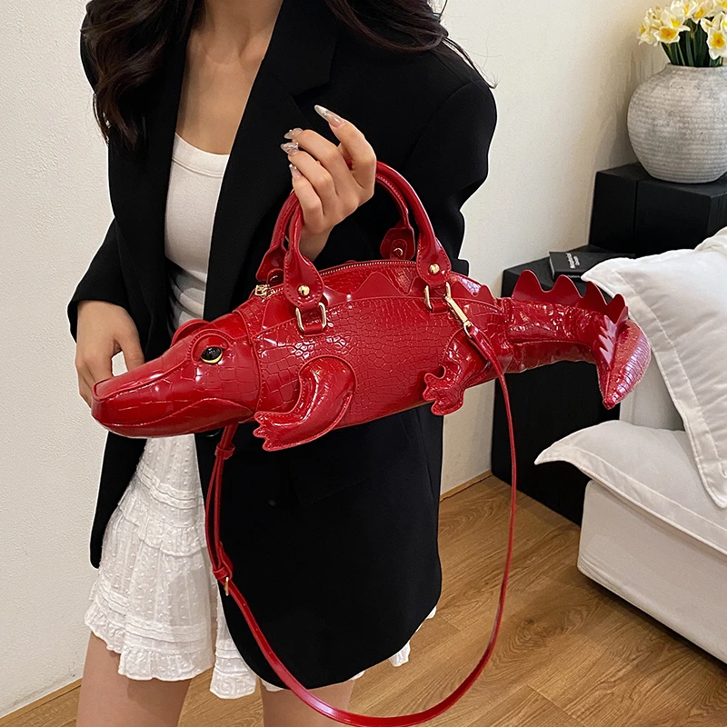 Creative and Funny Crocodile-shaped Design Handbag for Women 2026 Three-dimensional Crocodile Pattern Bag Cool Girl Tote Bag