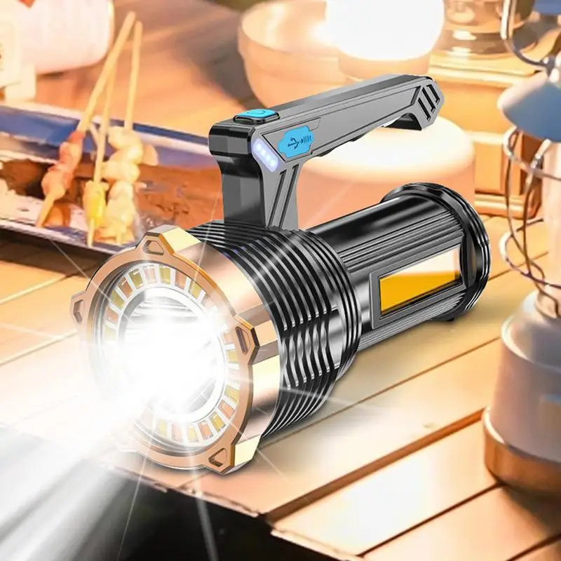 Strong Flashlight Rechargeable Handheld Compact Flashlight Rechargeable Torch With Side Light For Camping Hiking Outdoor