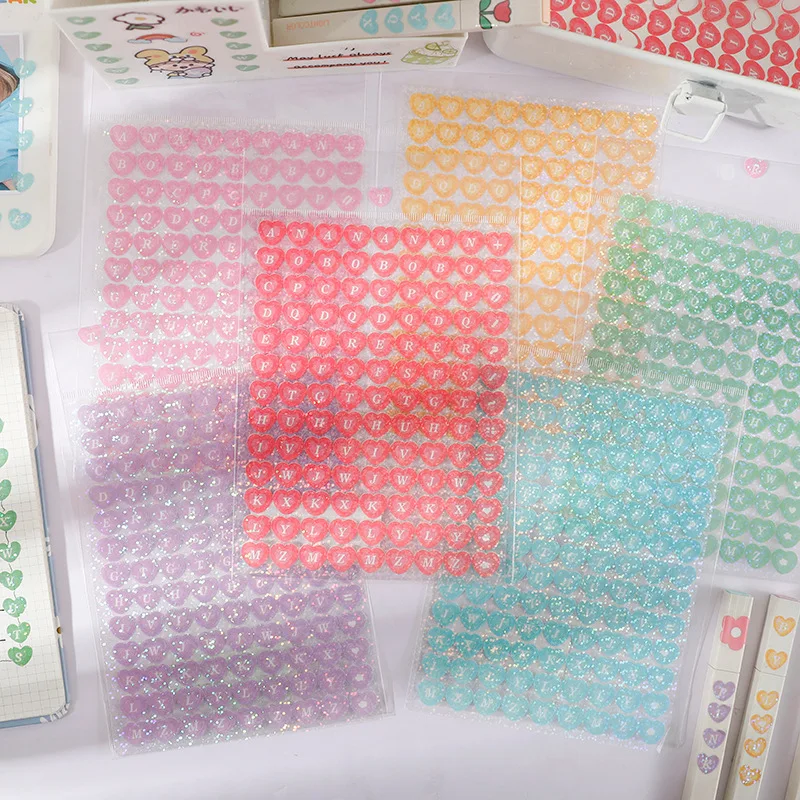 Colorful Heart PVC Stickers Alphabet Symbol Decals for DIY Keyboard Journal Phone Case Scrapbook Photocard Kawaii Mini Sticker