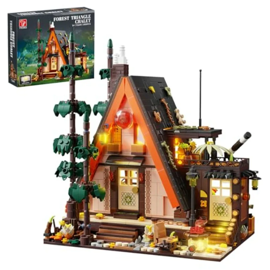 

TGL Wood Cabin Building Blocks Set with LED Lights 1800 PCS Wooden Forest House STEM Treehouse Construction Model in Natural Wo