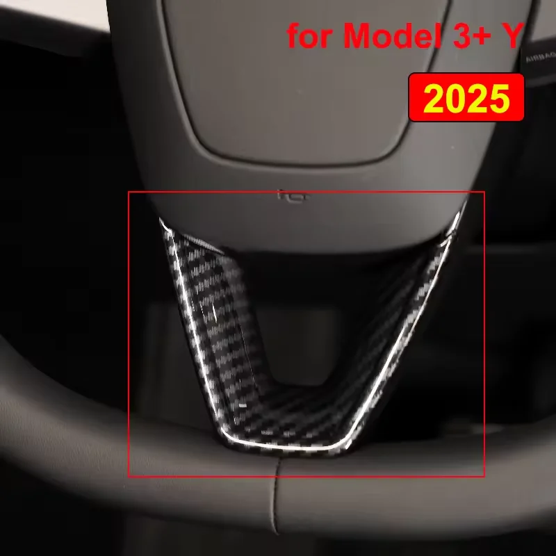 

Steering Wheel Patch For Tesla New Model Y Juniper 2025 Model 3 Highland U-Shaped Protective Cover Trim Sticker ABS Carbon Fiber