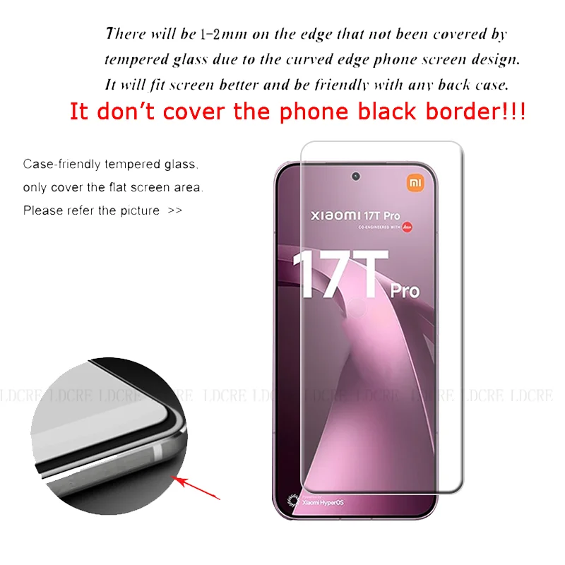 4/3/2/1Pcs For Xiaomi 17T Pro Glass Xiaomi 17T Screen Protector Transparent Protective 9H Clear Tempered Glass Xiaomi Mi 17T Pro