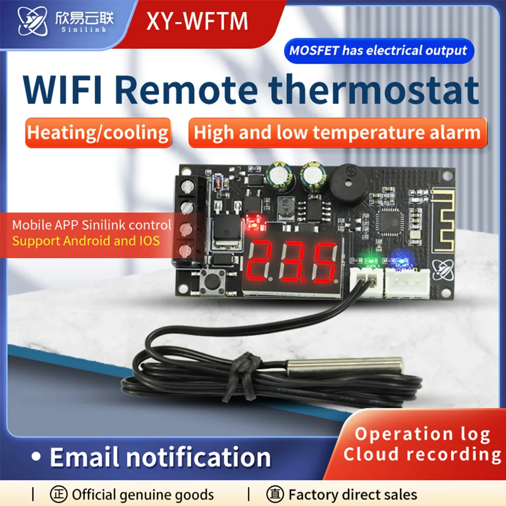 WFTM Remote WIFI Thermostat High Precision Temperature Controller Module Refrigeration Heating MOS Tube Live Output