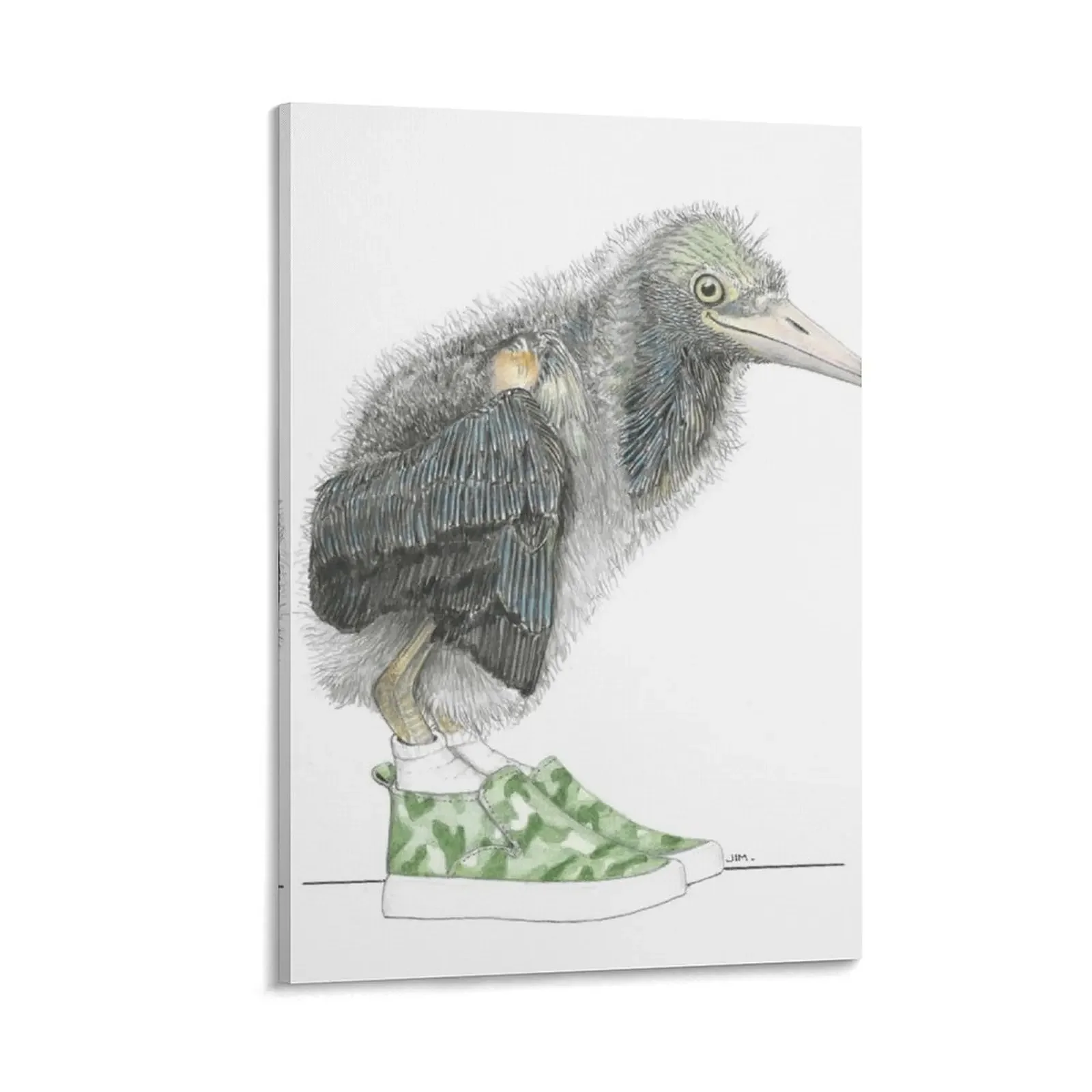 

Juvenile Green Heron in Camo Sneakers Canvas Painting decorative picture for living room home decors accessories