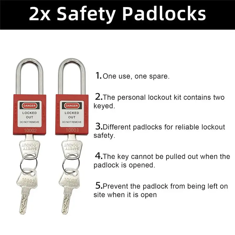 A98Z Lockout Tagout Kit -2 Steel Loto Hasps, 10 Lockout Tagout Tag, 10 Nylon Tie, Nylon Storage Bag Lockout Tagout Locks, Easy T