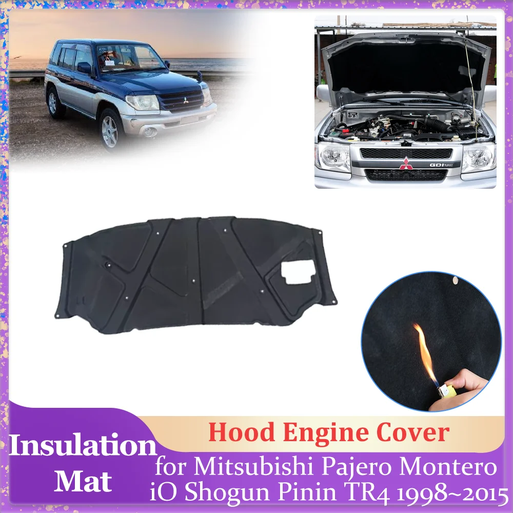 

Теплоизоляционный мат для капота автомобиля Mitsubishi Pajero Montero iO Shogun Pinin 1998~2015, утеплитель двигателя, хлопковый теплоизоляционный коврик, аксессуары