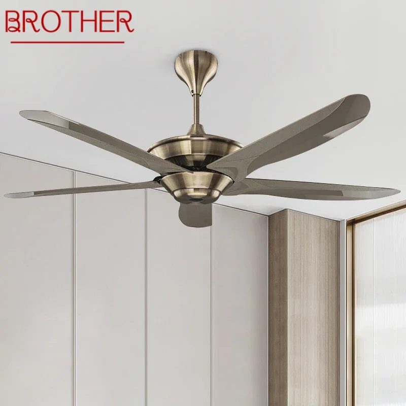 

BROTHER Nordic Without lights Ceiling Fan American Retro Living Room Bedroom Study Cafe Hotel