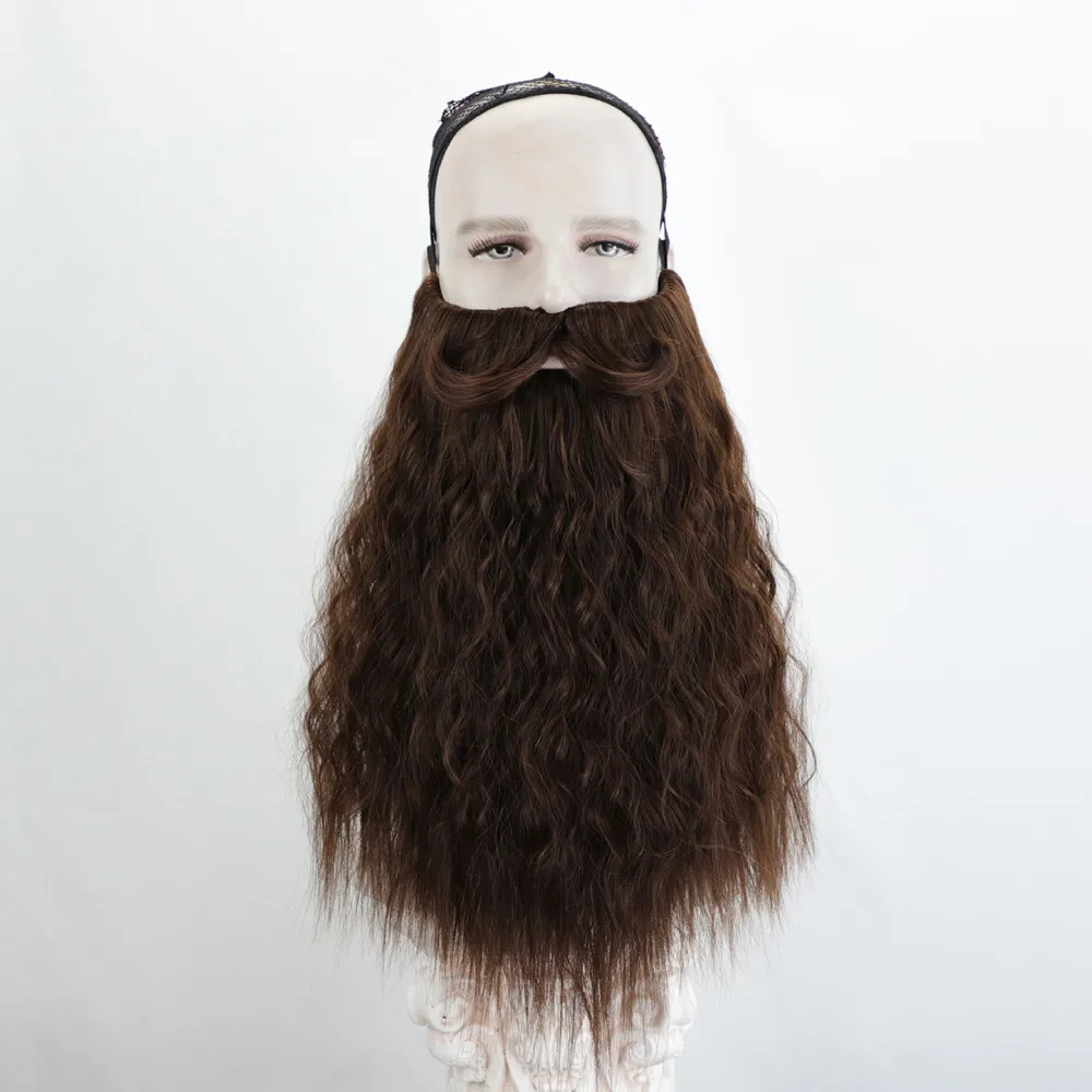 Weißer, brauner, orangefarbener, schwarzer, grauer Weihnachtsmann-Bart für Cosplay, verstellbarer Kunstbart mit Schnurrbart, Weihnachtsparty-Accessoire – Detail 6
