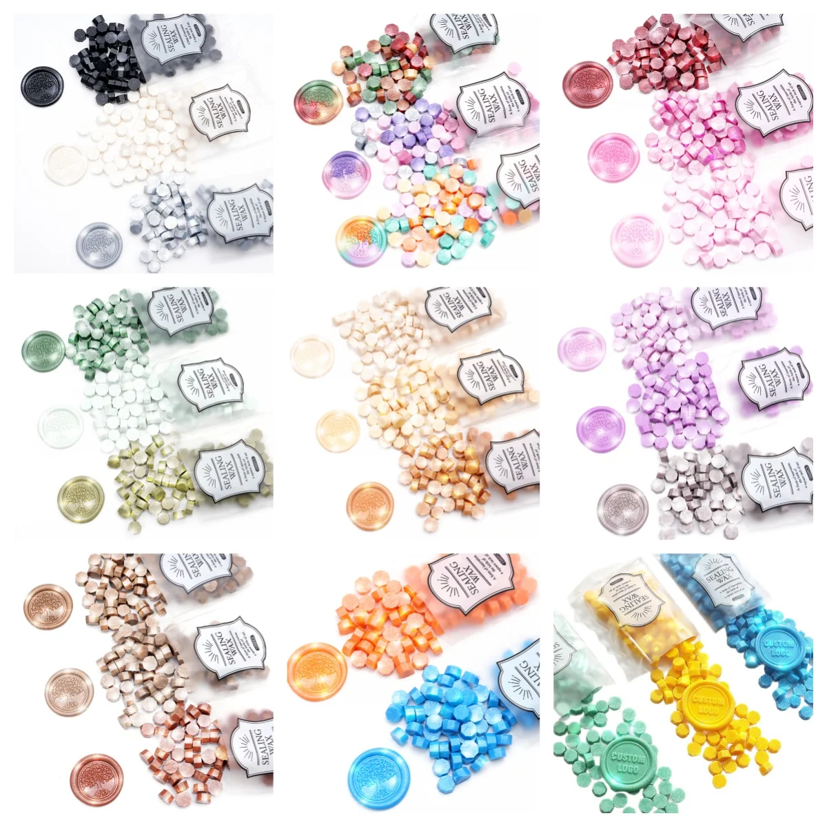 100Pcs/pack Wax Seal Beads Octagonal Mixed Color Vintage Sealing Wax Beads for Diy Scrapbook Wedding Invitation Envelope Card