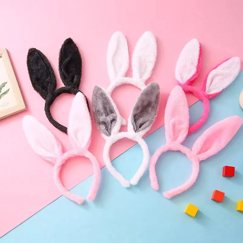 Christmas Gift Plush Rabbit Ears Hair Hoop Multicolor Sequins Hairband for Women Girls Children\'s Day Stage Performance Headband