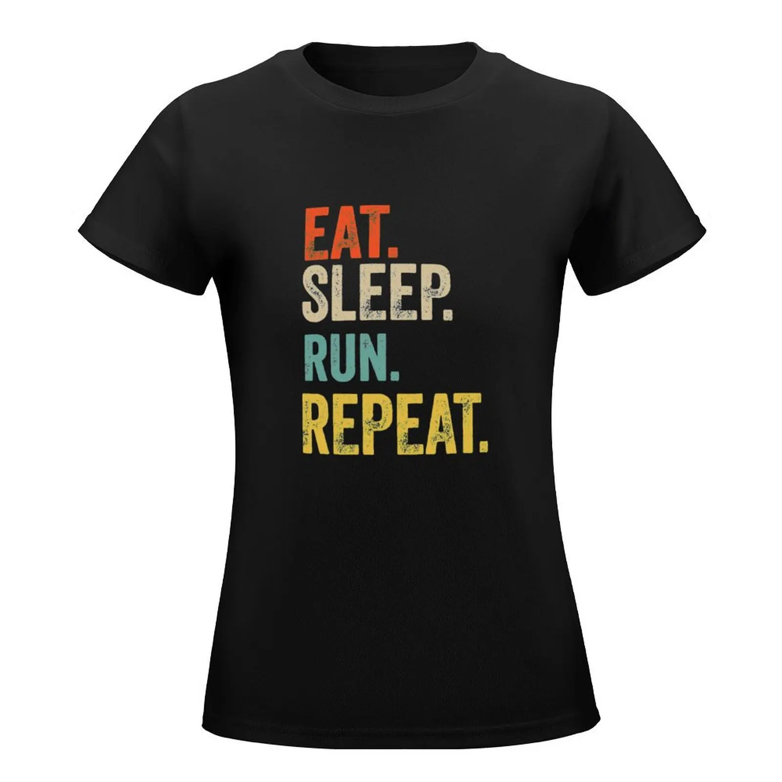 eat sleep run repeat retro vintage T-Shirt shirts graphic tees Female clothing summer clothes Woman clothes