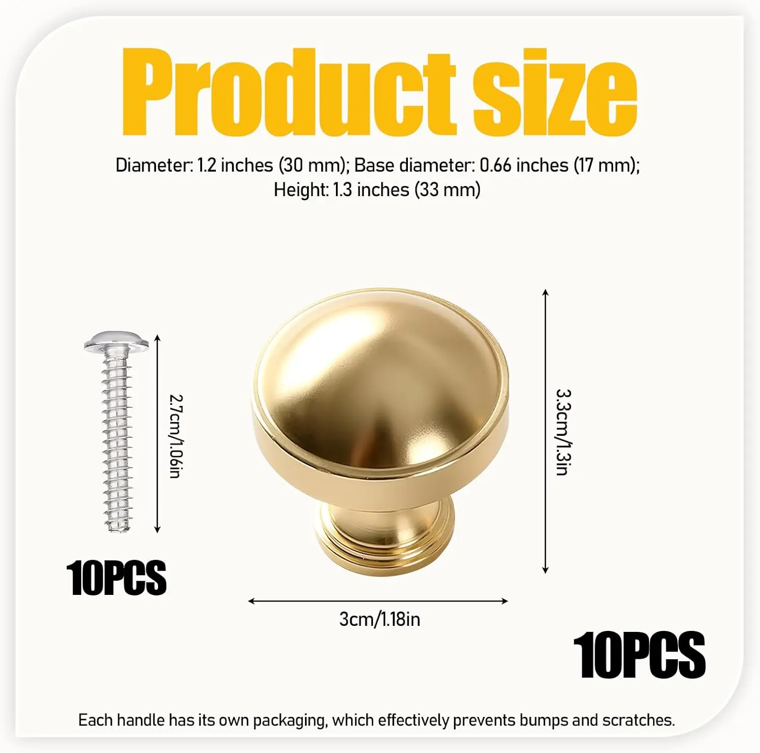 Alloy Knobs for Cabinets and Drawers Pulls, Round Brushed Gold Cabinet Knobs Handles Vintage Champagne for Dresser Kitchen