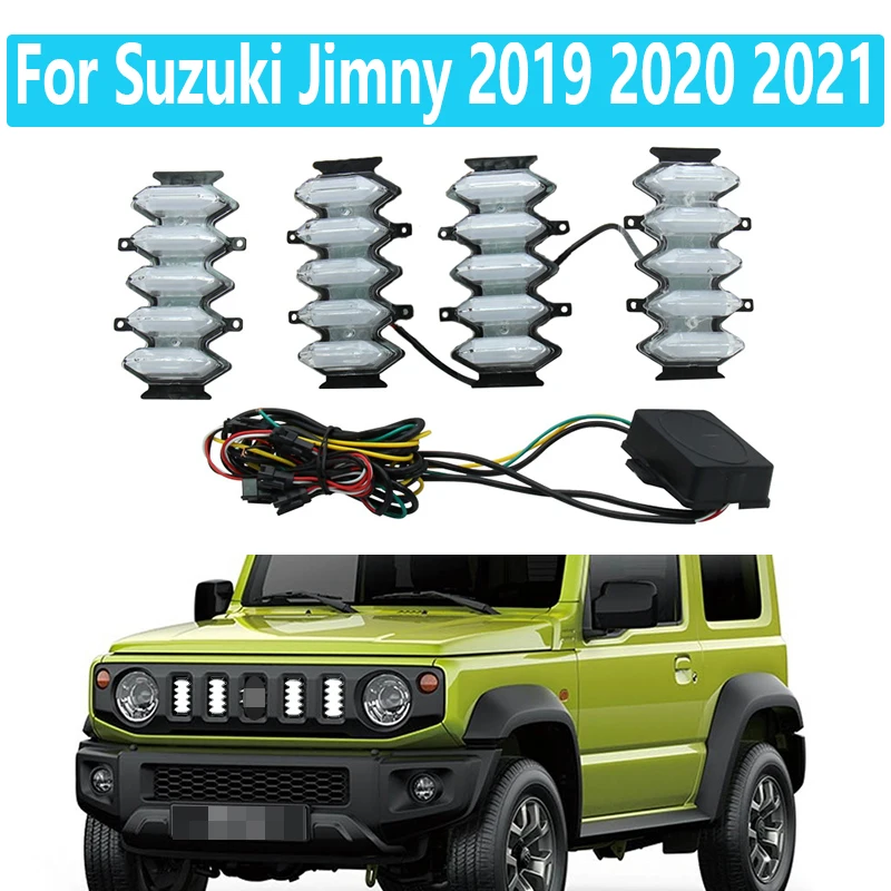 Front Grille Upgrade Daytime Running Lights For Suzuki Jimny 2019 2020 2021 LED Fog Lights Yellow Turn Warning Lights