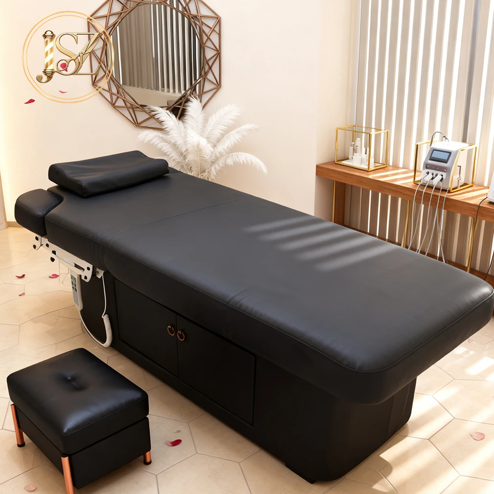 Intelligent Electric Beauty Bed Remote Lifting Back Leg Heated Mattress Storage Cabinet for Spa Tattoo Salon