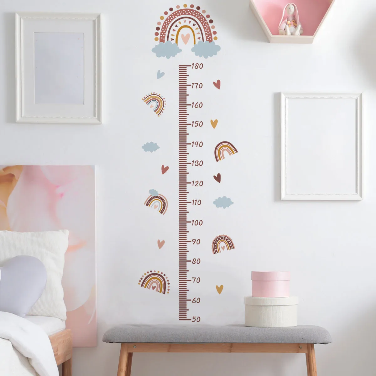 Stiker dinding pengukur tinggi pelangi untuk dekorasi kamar anak stiker dinding Grow Up Chart untuk dekorasi kamar bayi