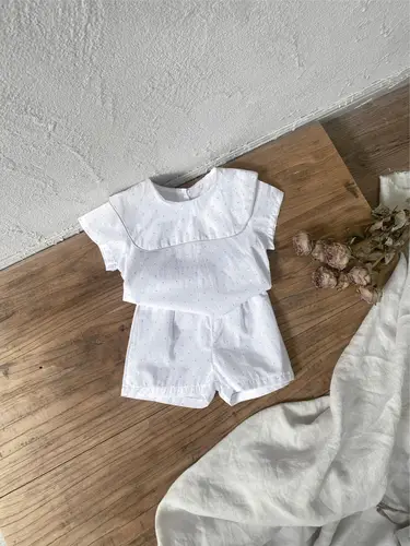 2026 Summer New Baby Short Sleeve Clothes Set Infant Girl Cotton Large Lapel T Shirts + Shorts 2pcs Suit Toddler Casual Outfits - Image 3