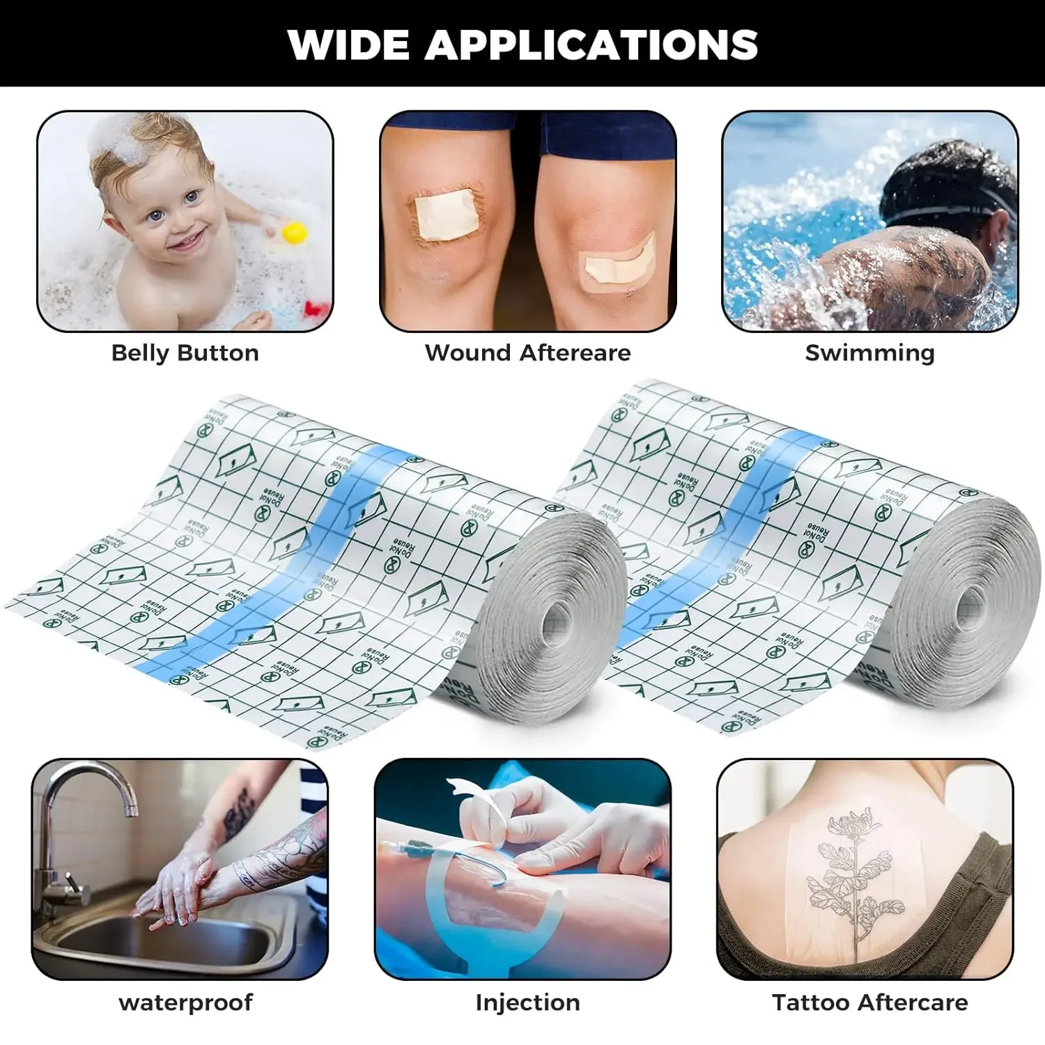 5m 10m Waterproof Protective Tattoo Healing Film For Aftercare Bandage Transparent Skin Tattoo Healing Repair Film Wrap Roll