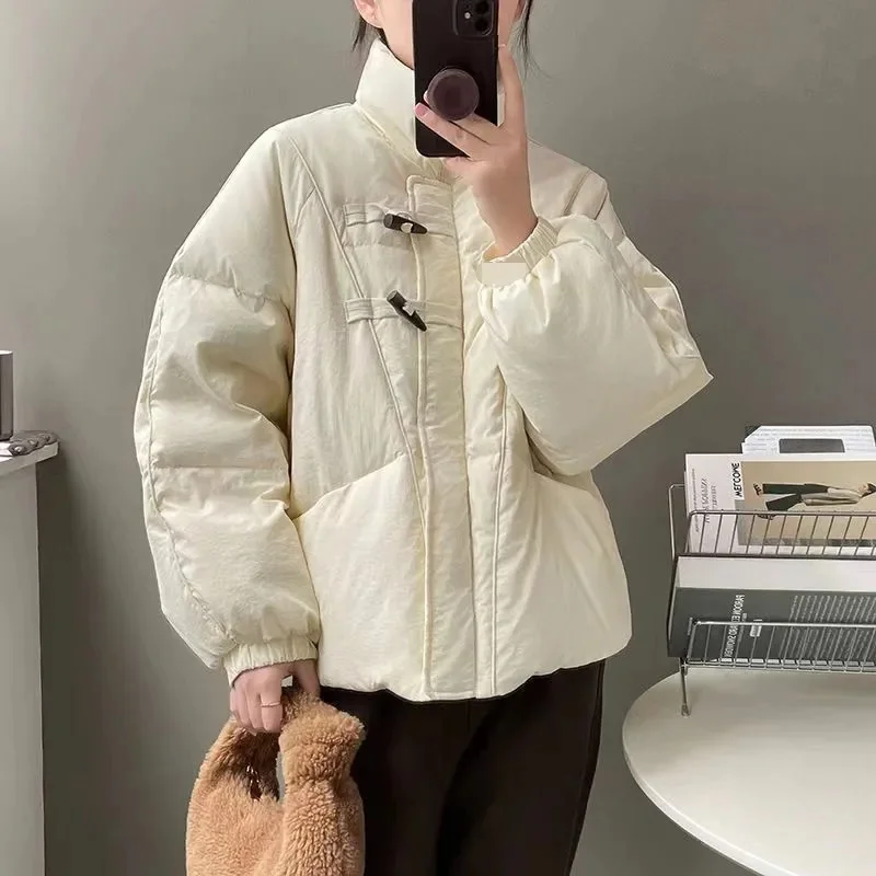 2024 New Fall Winter Solid Down Coat Puffer Jacket and Coats for Women Warm Parkas Outerwear Cropped Short Outwear Oversized Clo