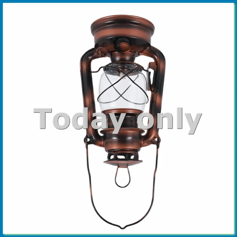 

25-сантиметровые железные фонари в античном бронзовом стиле (с крышкой) – Ностальгическая портативная уличная лампа для кемпинга, герметичная, для наружного освещения – ABHG