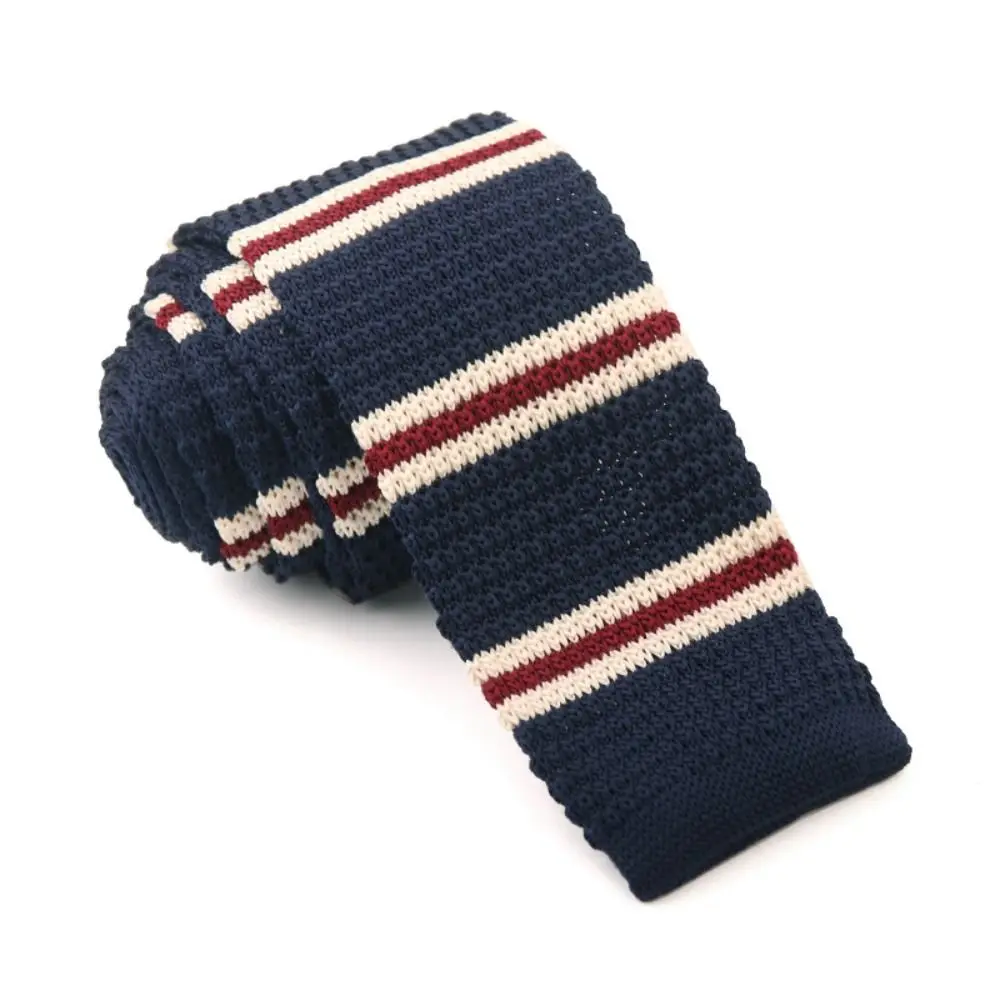 Simple Thicken Striped Knitted Tie Fur Soft Knitting Shirt Necktie Warm Adjustable Men Cravat Boys