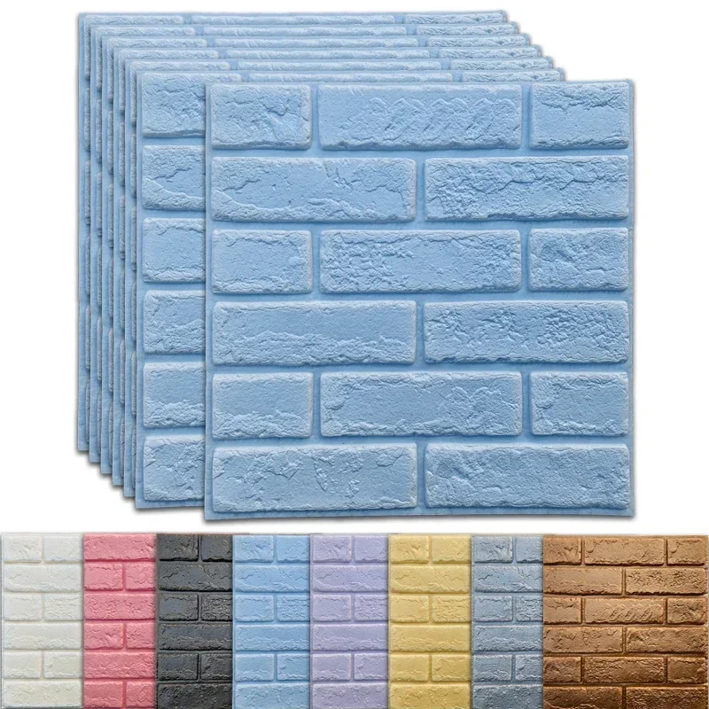 10pc 30X30cm 3D Brick Wall Stickers Self-Adhesive Panels Living Room Decor Foam Waterproof Wallpaper Background Home Decoration.